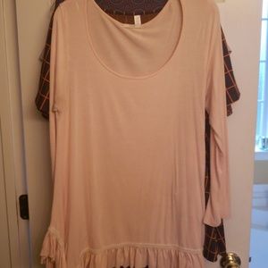 Long sleeve tunic pink asymmetrical